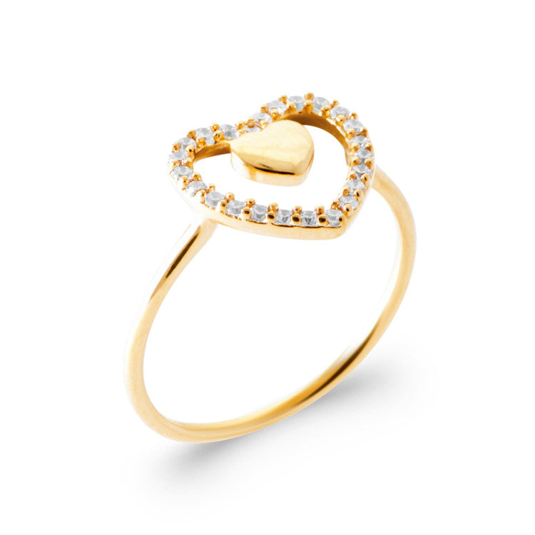 Bague double Coeur Saint Valentin Bijou de st Valentin en plaqu