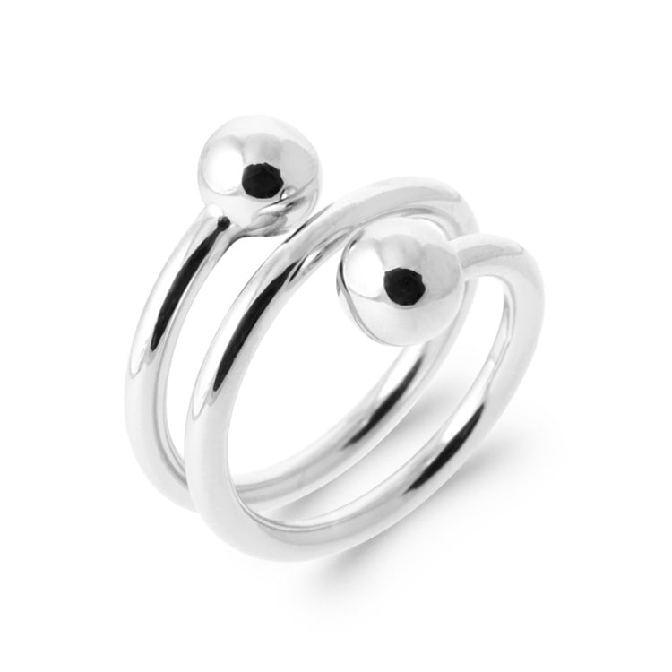 Bague contour spirale argent 925 triple tour pour femme Une