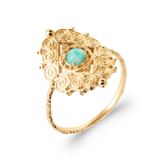 Bague arabesque avec amazonite