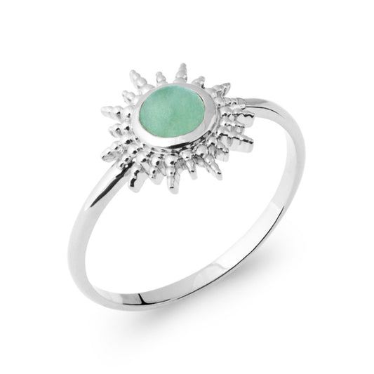 bague soleil aventurine argent rhodie