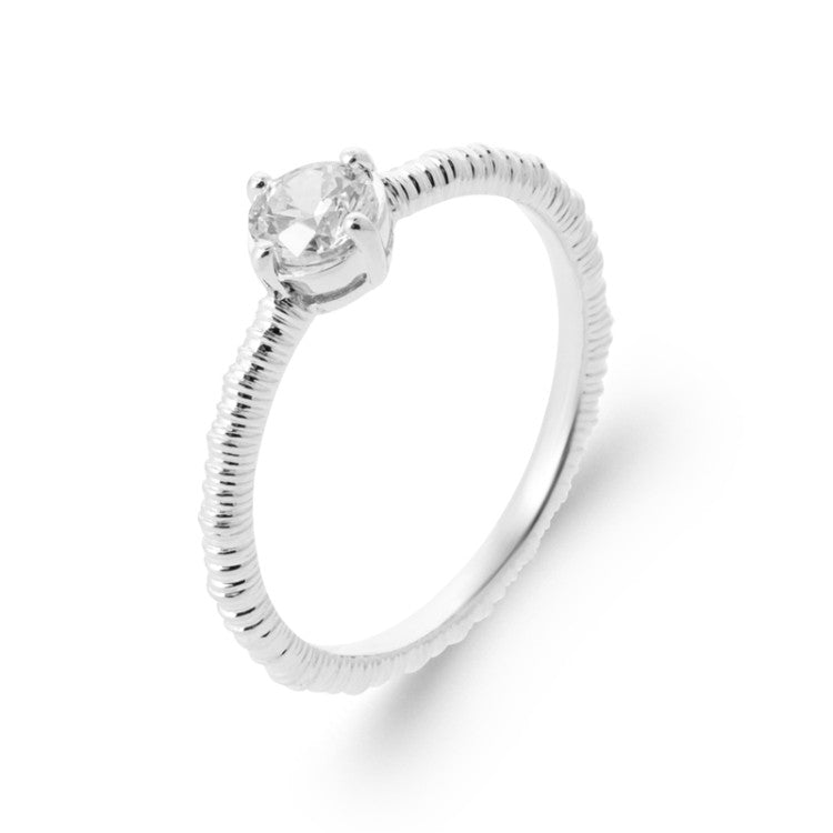 Bague solitaire oxyde de zirconium blanc rond