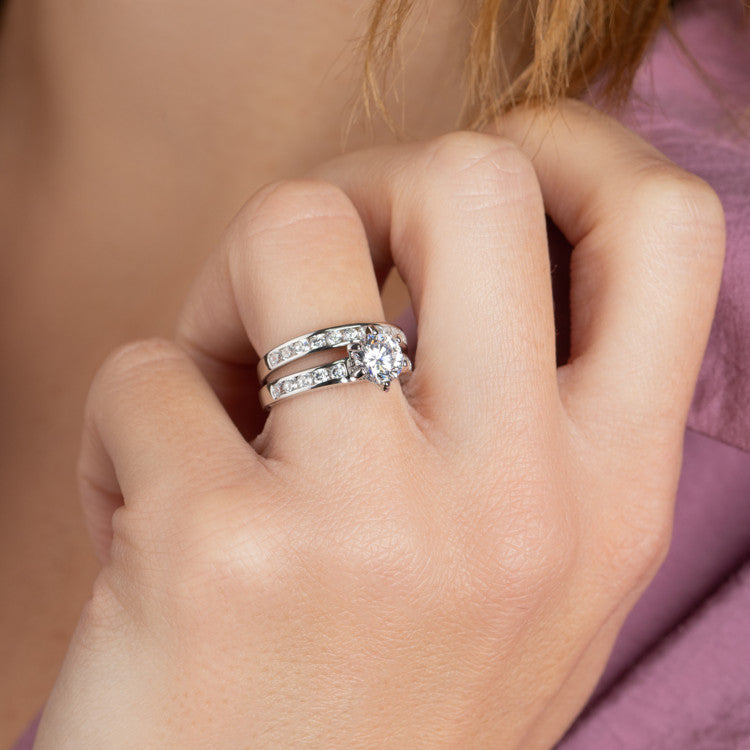 Bague solitaire argent rhodie oxyde hot sale