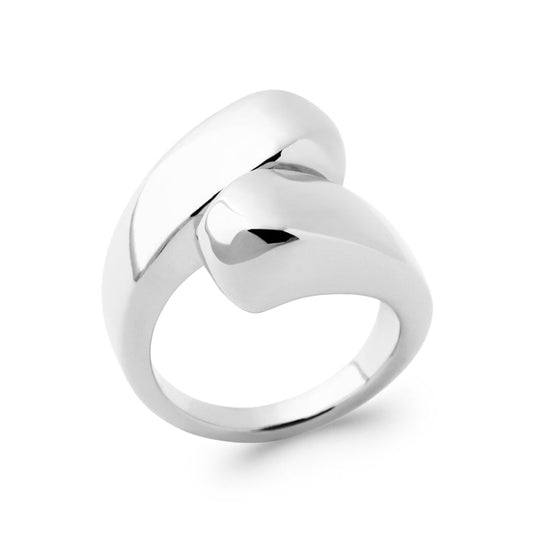 Bague entrecroisé large argent 925 rhodié