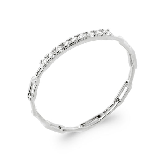 bague fine femme chaine oxyde de zirconium argent