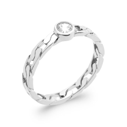 bague chaine argent solitaire