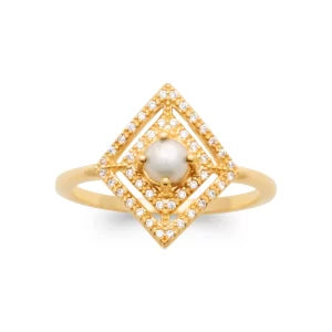 Bague avec perle de culture blanche