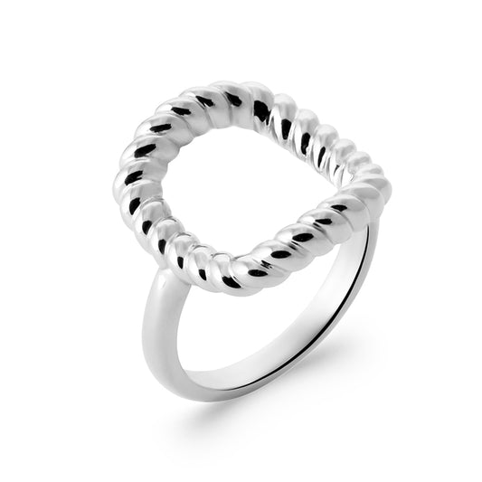 Bague carrée torsadée argent