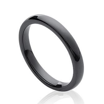 Bague céramique noire lisse 3mm