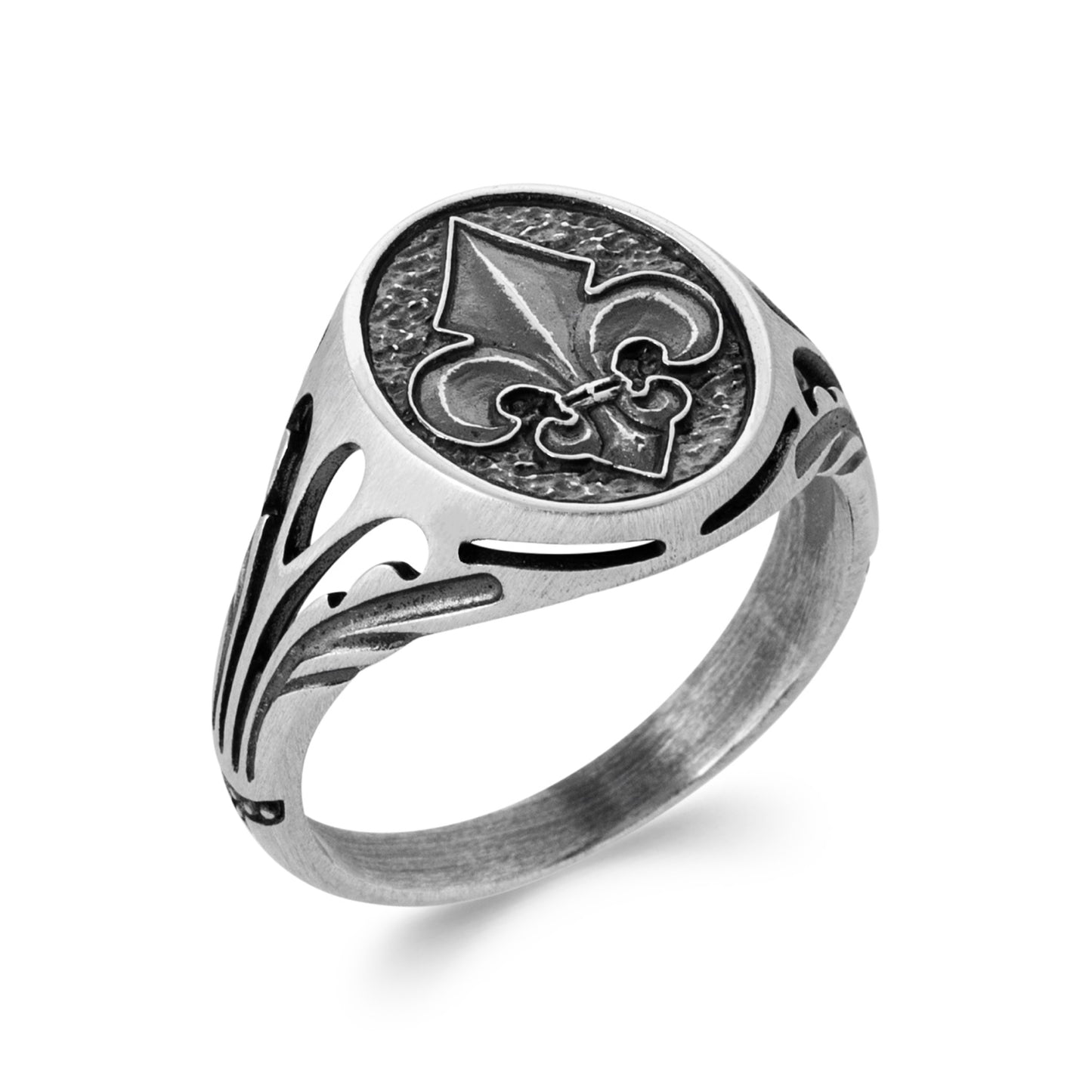 Chevalière homme fleur de lys argent 925