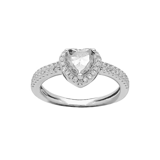 bague coeur zirconium blanc argent