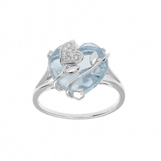 bague coeur oxyde bleu ciel