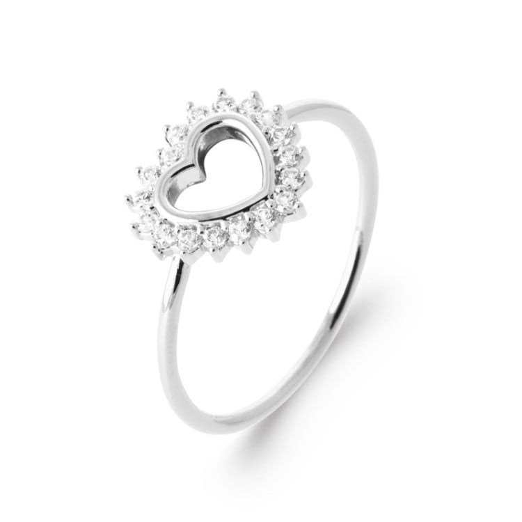 bague coeur contour oz argent