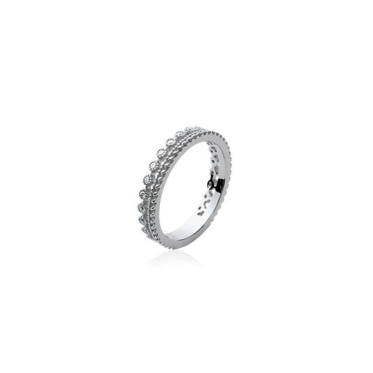 Bague style empilable 2 en 1 Argent Rhodié et OZ