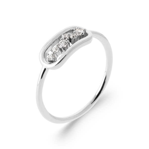 bague femme argent rhodié avec zirconium