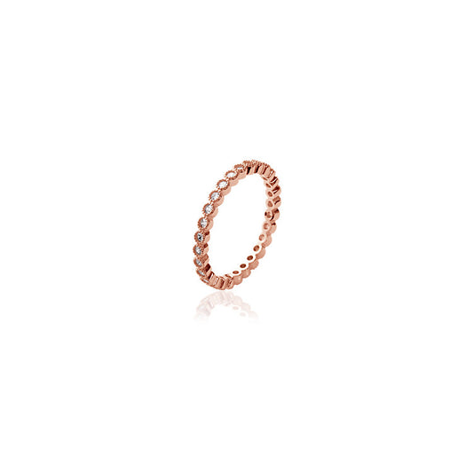 Bague Alliance empilable plaqué or rose 750 contour OZ