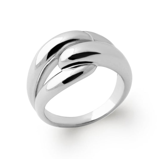 Bague large anneau entrelacé argent 925 rhodié