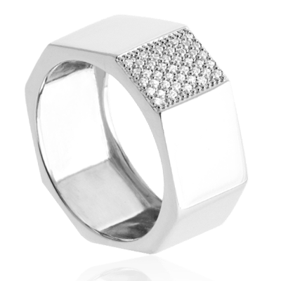 Bague femme effet boulon argent rhodié