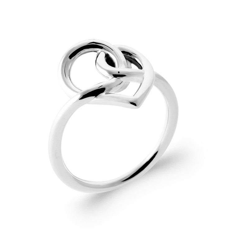 Bague coeur en fil argent 925 rhodié