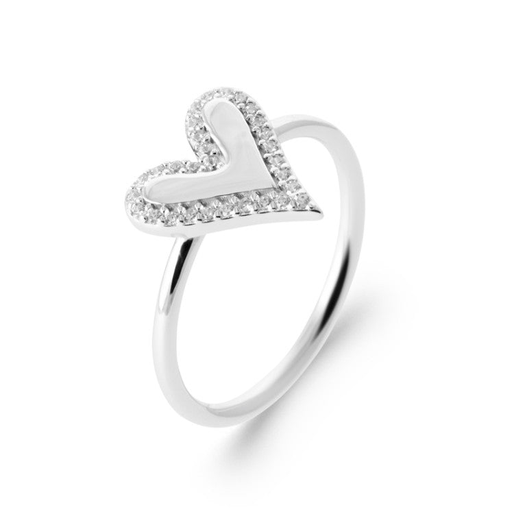 bague coeur oxyde zirconium sertis argent