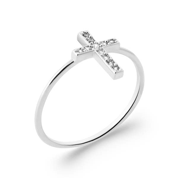 bague femme croix argent zirconium