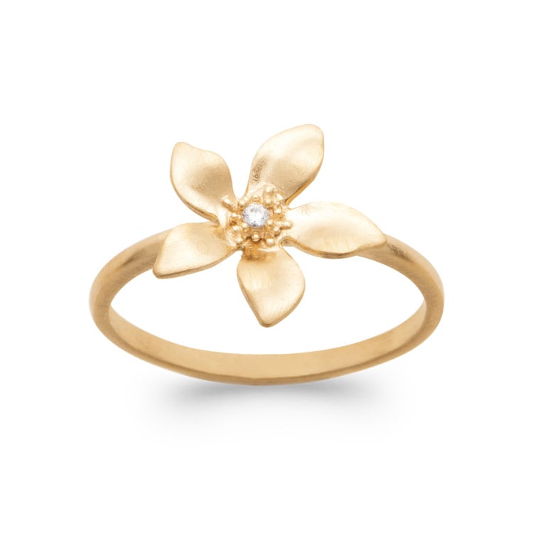 Bague fleur plaqué or oz