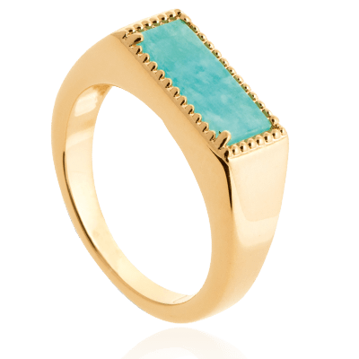 Bague pierre rectangle amazonite