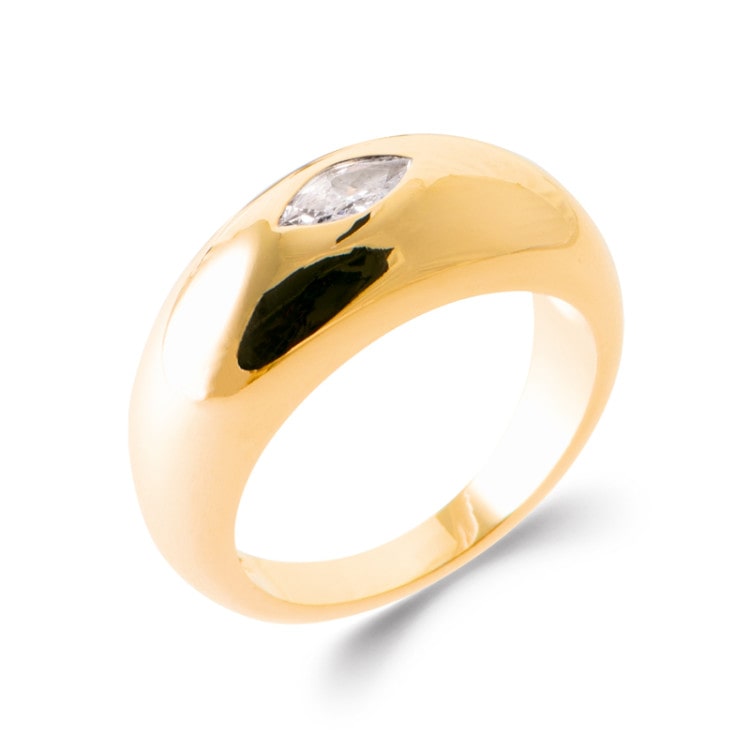 Bague oxyde de zirconium incrusté plaqué or