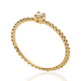 Bague Alliance Plaqué Or Avec Brillant Solitaire - Taille 50, Pour Femme - Occasion