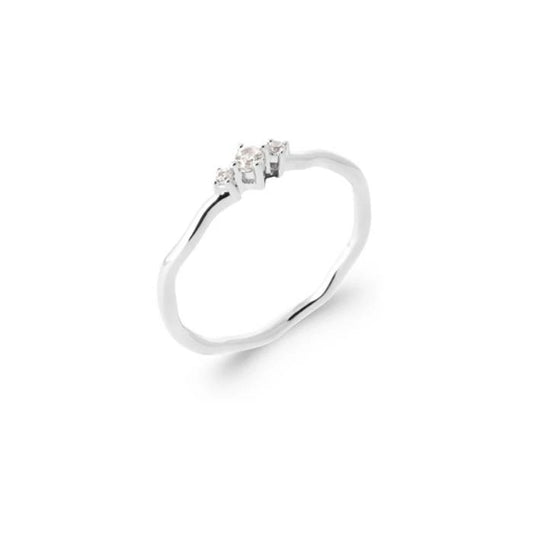 Bague fine avec 3 oxydes de zirconium argent rhodié