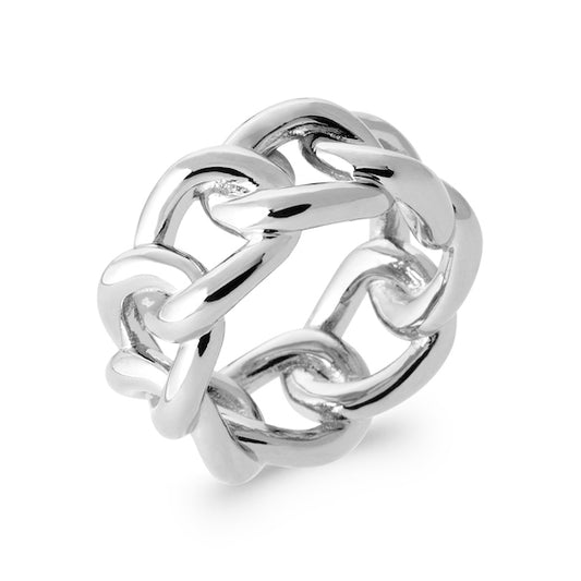 Bague gourmette argent rhodié