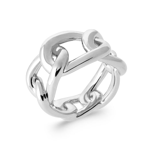 Bague gourmette large argent rhodié