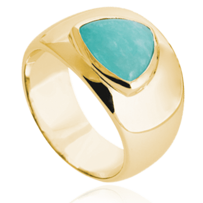 Bague large amazonite triangle plaqué or