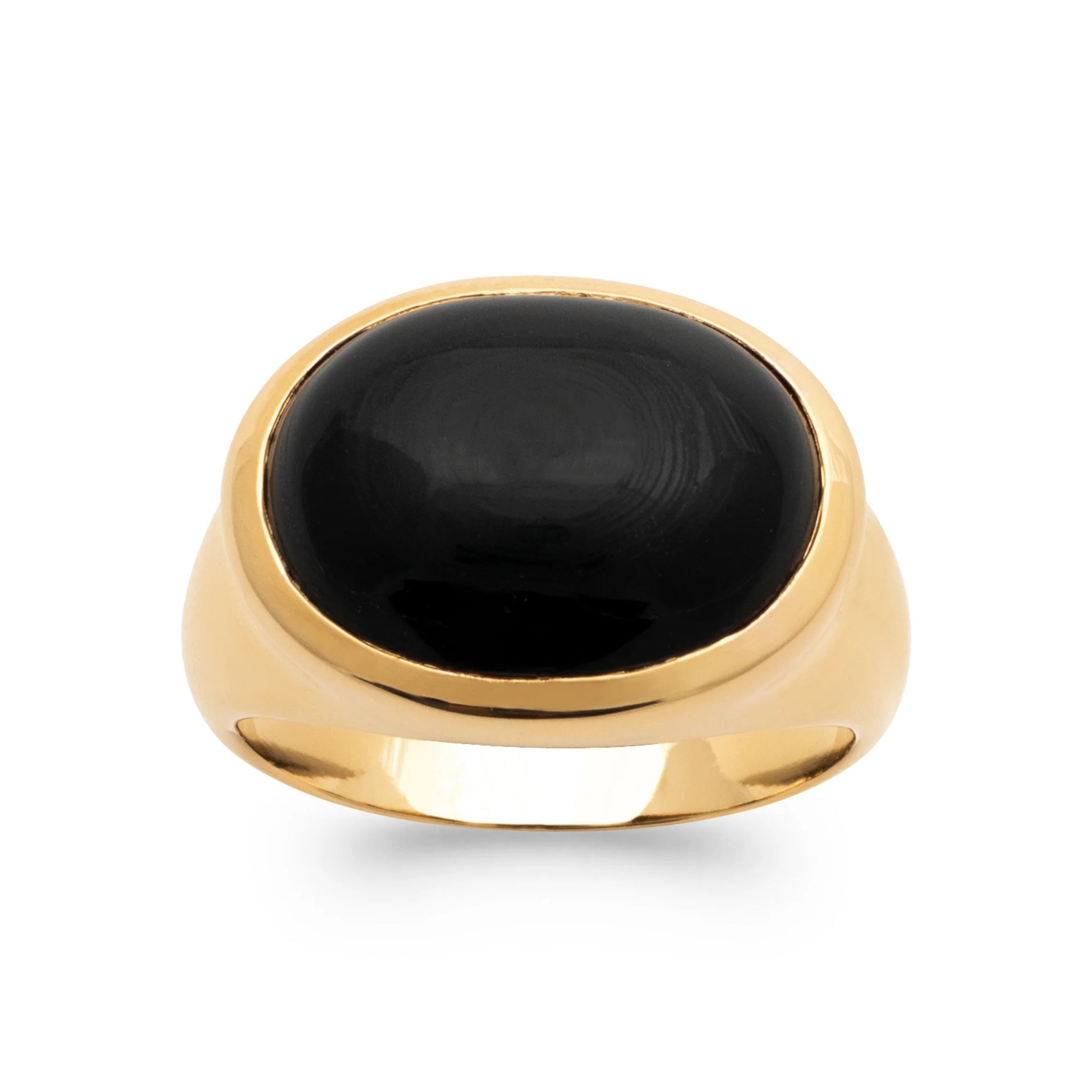 bague large avec agate noire