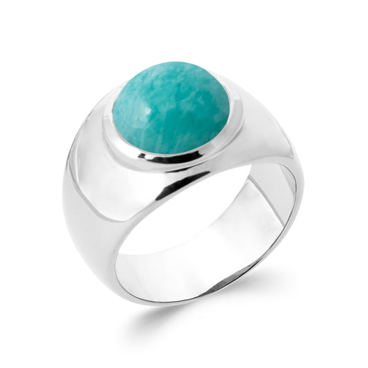 Bague large amazonite argent 925 rhodié