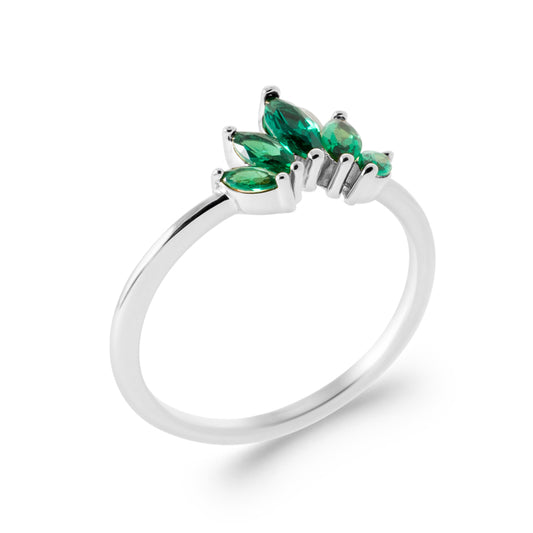 Bague avec zirconiums verts argent 925 rhodié