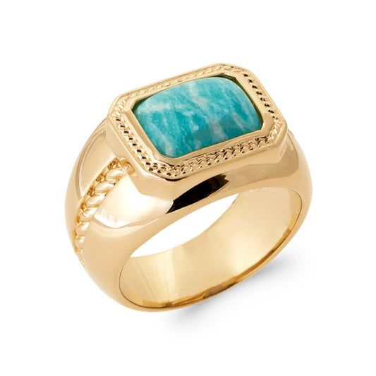 Bague large pierre verte amazonite