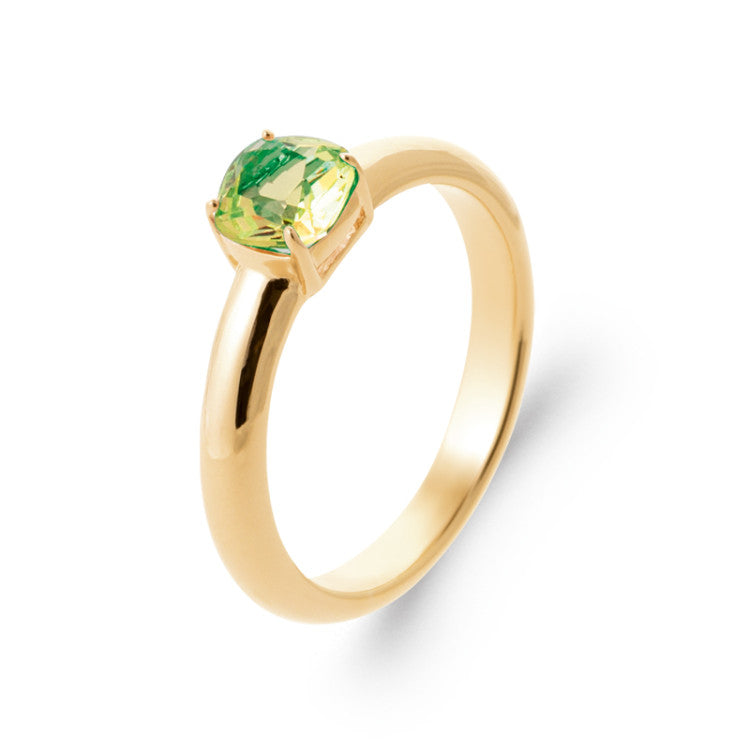 Bague solitaire pierre synthétique verte