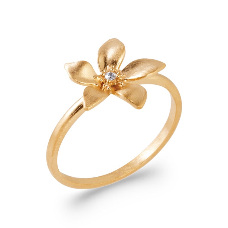 Bague fleur plaqué or oz