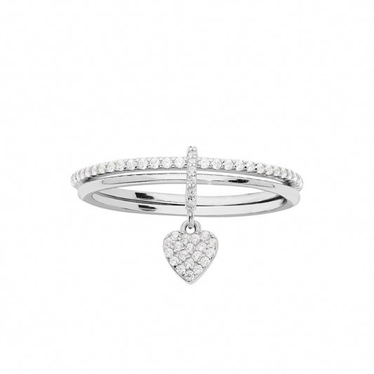 Bague coeur double anneau