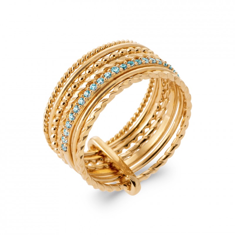 Bague Pour Femme Pierre Cristal Diamant Bleu Foncé Plaqué Taille 57/ USA 8