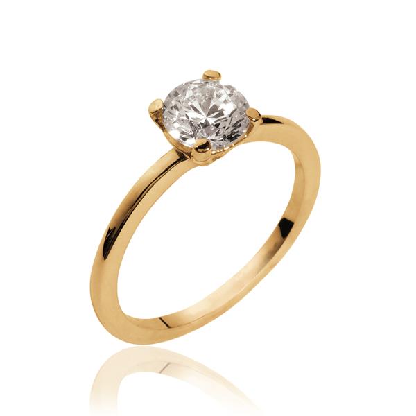 bague solitaire femme 6mm plaque or