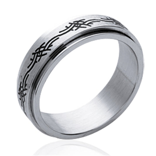 Bague homme acier tribal