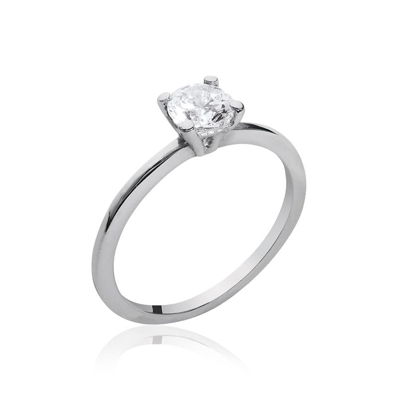 Bague solitaire 5mm en argent 925/000 rhodié OZ griffé