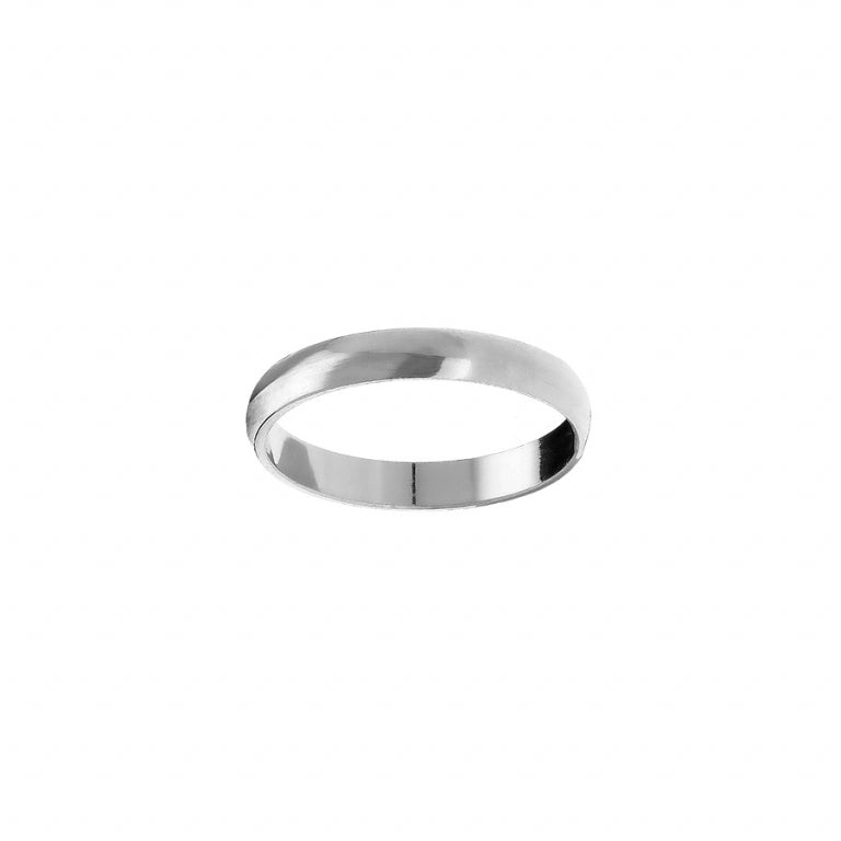 Alliance femme demi jonc argent rhodié 3mm gravée