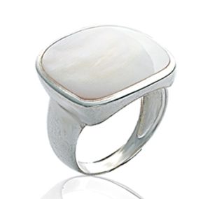 Bague grosse nacre carrée blanche