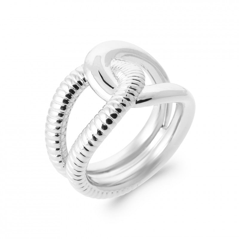 Bague argent rhodié boucle entrelacée