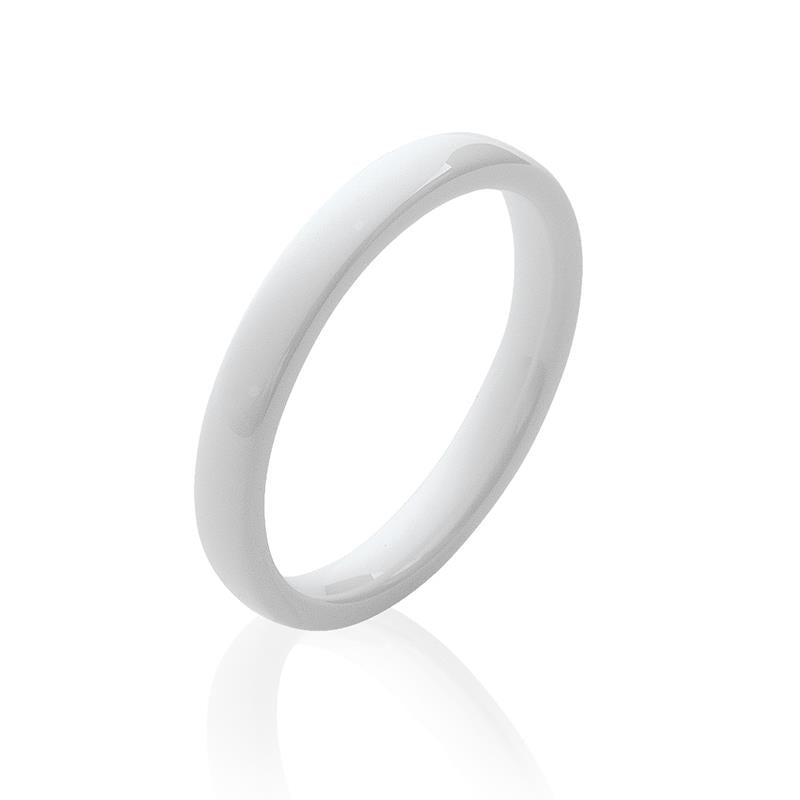 Bague céramique blanche lisse 3mm