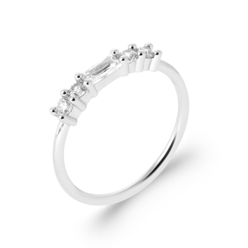 Bague fine oxydes de zirconium blancs