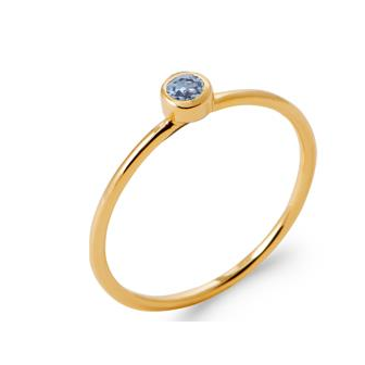 Bague fine pierre synthétique ronde bleue ciel