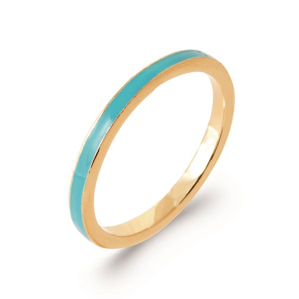 bague fine laque turquoise et plaque or